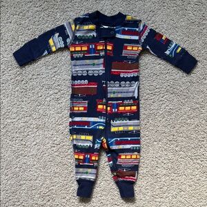 Hanna Andersson Blue Trains Long Sleeve 1pc Pajamas (6-12months/70)